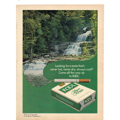 Vintage 1972 Kool Cigarettes and Mercury Capri Print Ad