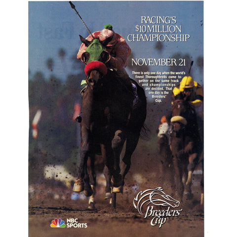 Vintage 1987 Print Ad for The Breeders' Cup