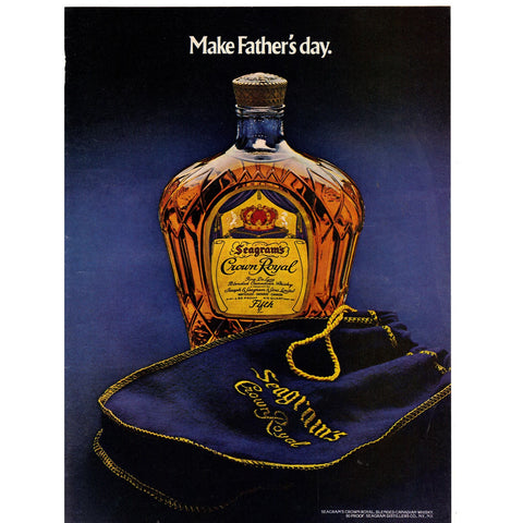Vintage 1975 Print Ad for Crown Royal and Seagram's 7 Crown