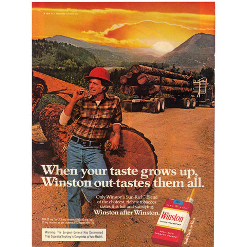 Vintage 1980 Print Ad for Winston Cigarettes