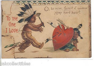 "To The One I Love"-Valentine Post Card-Indian Children-Clapsaddle 1909 - Cakcollectibles - 1