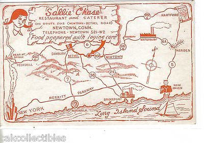 Sallie Chase Restaurant and Caterer-Newtown,Connecticut (Map Post Card) - Cakcollectibles - 1