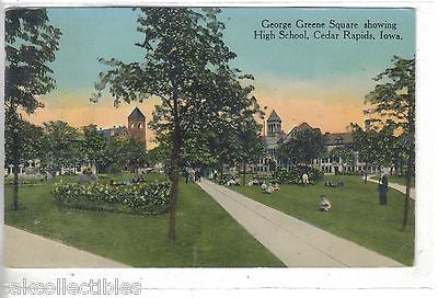 George Green Square showing High School-Cedar Rapids,Iowa 1914 - Cakcollectibles