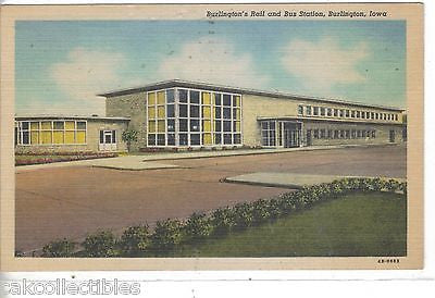 Burlington's Rail and Bus Station-Burlington,Iowa 1956 - Cakcollectibles