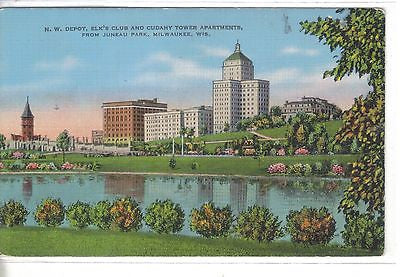 N.W. Depot,Elk's Club and Cudahy Tower Apts.-Milwaukee,Wisconsin - Cakcollectibles