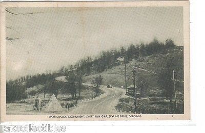 Spottswood Monument,Swift Run Gap-Skyline Drive-Virginia 1945 - Cakcollectibles