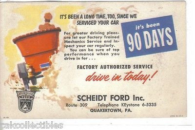 Service Reminder Post Card-Scheidt Ford,Inc.-Quakertown,Pennsylvania 1957 - Cakcollectibles - 1
