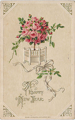 A Happy New Year Embossed John Winsch Postcard - Cakcollectibles