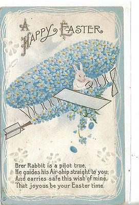 Easter Post Card-Bunny Flying Flower Airplane - Cakcollectibles - 1