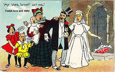 " My Wife Won't Let Me " Comic Postcard - Cakcollectibles