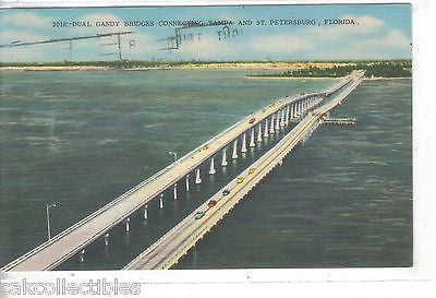 Dual Gandy Bridges connecting Tampa and St. Petersburg,Florida 1958 - Cakcollectibles