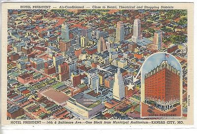 Aerial View of Kansas City,Missouri (Hotel President) - Cakcollectibles