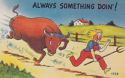 Always Something Doin'! Comic Postcard - Cakcollectibles