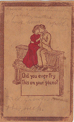 "Did You Ever Try This On Your Piano?" Comic Leather Postcard - Cakcollectibles - 1