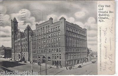 City Hall and Omaha Bee Building-Omaha,Nebraska 1908 - Cakcollectibles