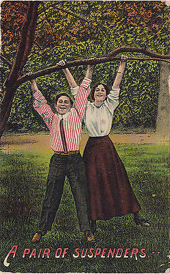 A Pair Of Suspenders Comic Postcard - Cakcollectibles