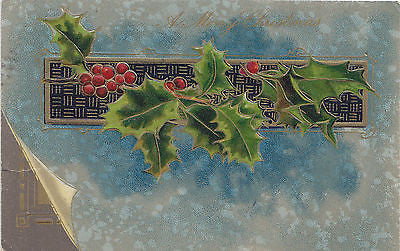 A Merry Christmas Holly Branch John Winsch Postcard - Cakcollectibles