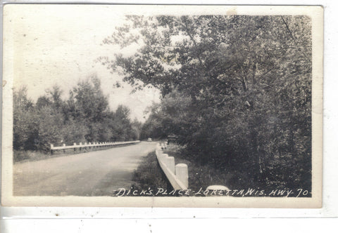 RPPC-Dick's Place,Highway 70-Loretta,Wisconsin Post Card - 1