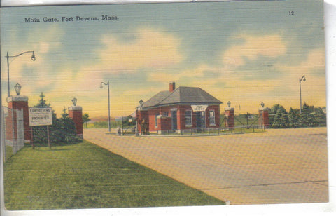 Main Gate- Fort Devens,Massachusetts Linen Postcard - Cakcollectibles - 1