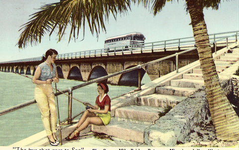 The Seven Mile Bridge between Miami and Key West-Florida