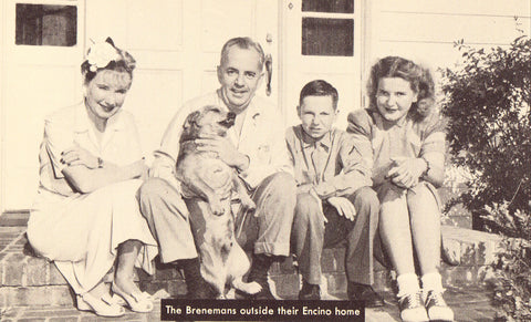 The Brenemans Outside Their Encino Home Vintage Postcard