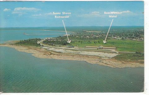 Aerial View of Sunny Shores Restaurant & Beachcomber Motel-Manistique,Michigan - Cakcollectibles - 1