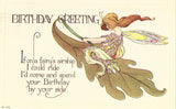 Birthday Greeting Postcard - Fairy Airship Fantasy Postcard