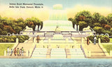 Front of linen postcard James Scott Memorial Fountain,Belle Isle Park - Detroit,Michigan