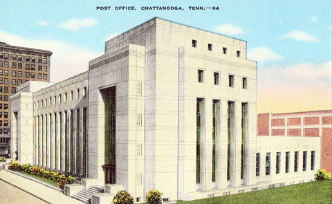 Linen postcard front Post Office - Chattanooga,Tennessee