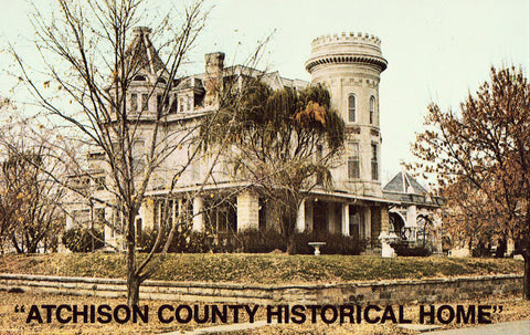 Vintage postcard front "Atchison County Historical Home" - Atchinson,Kansas