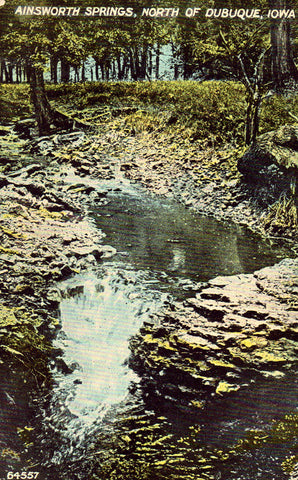 Vintage postcard front. Ainsworth Springs,North of Dubuque - Iowa