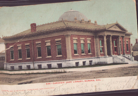 Carnegie Free Library-Eureka,California 1907 - Cakcollectibles - 1