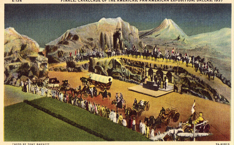 Linen postcard Finale,Cavalcade of The Americas,Pan-American Expo - Dallas 1937