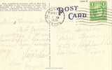 linen post card back Littlefield Memorial Fountain,University of Texas - Austin,Texas