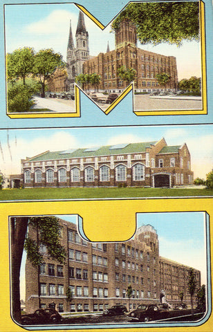 Linen postcard Marquette University - Milwaukee,Wisconsin