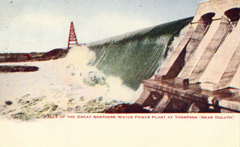 Vintage postcard Falls of of The Great Northern Water Power Plant at Thompson (Near Duluth) - Minnesota
