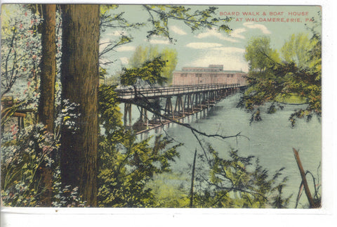 Boardwalk and Boat House at Waldamere-Erie,Pennsylvania - Cakcollectibles - 1