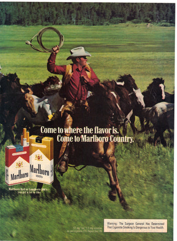 Vintage 1980's Print Ad for Marlboro Cigarettes