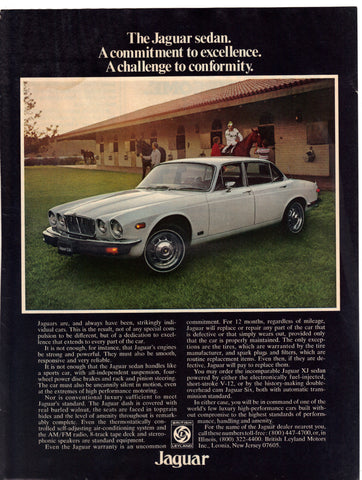 Vintage 1976 Jaguar XJ6 Print Ad