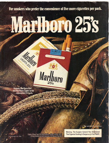 Vintage 1985 Marlboro 25's Cigarettes Print Ad