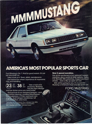 Vintage 1980's Ford Mustang Print Ad