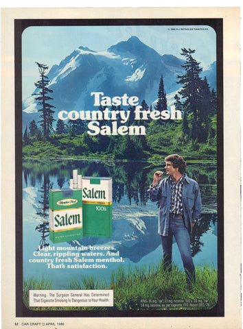 Vintage 1980's Print Ad for Salem Cigarettes