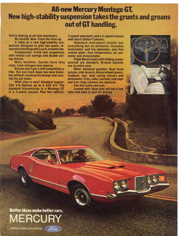 Vintage 1971 Mercury Montego GT Print Ad