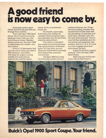 Vintage 1971 Buick Opel 1900 Print Ad