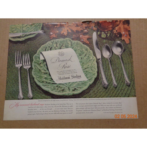 Vintage Print Ad -1948 for Damask Rose Silverware