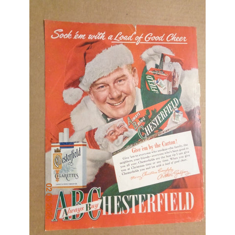 Vintage Print Ad -1948 for Chesterfield Cigarettes and Pacific Fabric