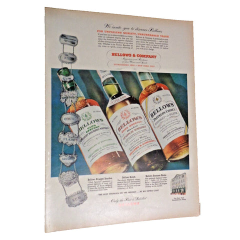 Vintage Print Ad -1952 for Bellows Whiskey