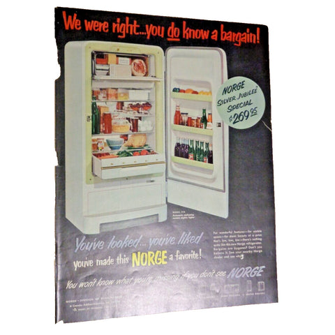 Vintage Print Ad -1952 for Norge Refrigerators and Palmolive After Shave Lotion
