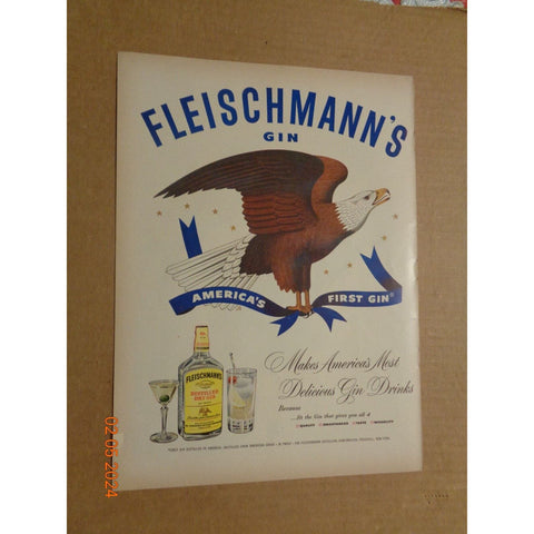Vintage Print Ad -1951 for Fleischmann's Gin and Jantzen Swim Suits Eagle