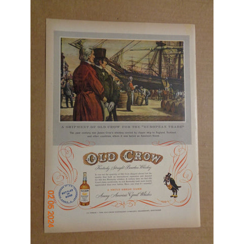 Vintage Print Ad -1951 for Old Crow Bourbon and Mercury Cars